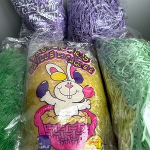 5 Vintage Easter Basket Filling Pastel Purple Green Yellow Decor